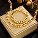 Fashion niche retro metal heavy industry hip-hop punk style gold-plated necklace bracelet titanium steel jewelry simple set_ipsvogv.com