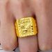Men's Simulation 3D Hard Gold Wide Face Square Ring, Solid Domineering Men's Open Ring_ipsvogv.com