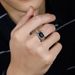 ring, Inlaid With Vintage Men's Trendy Black Stone, Men's Personalized And Fashionable Punk Ring , Stone,_ipsvogv.com