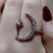 New crescent tooth star moon ring plated with creative exaggerated opening engagement ring_ipsvogv.com