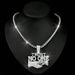 Hip Hop Letters TRUST NO ONE Alloy Pendant, Men's Personalized Handshake Necklace, Unique Cuban Chain Necklace_ipsvogv.com
