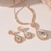 Vintage diamond-encrusted oval water drop stud earrings necklace 2-piece French court style light luxury premium set_ipsvogv.com