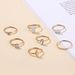 Korean Version Ins Zircon Personality Cool Style Niche Design Opal Leaves Fried Dough Twists 7-piece Ring Set_ipsvogv.com