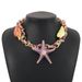 N10774 Leisure Vacation Style ZA Alloy Drip Oil Starfish Shell Exaggerated Beaded Necklace for Women_ipsvogv.com