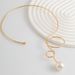 Hot girl bow necklace jewelry female metal plain ring sweet cool water drop pearl choker necklace_ipsvogv.com