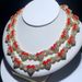 Women's Jewelry Punk Hip Hop Heart-Shaped Cuban Chain Necklace With Red Enamel And Zirconia Accents, Gold Tone_ipsvogv.com