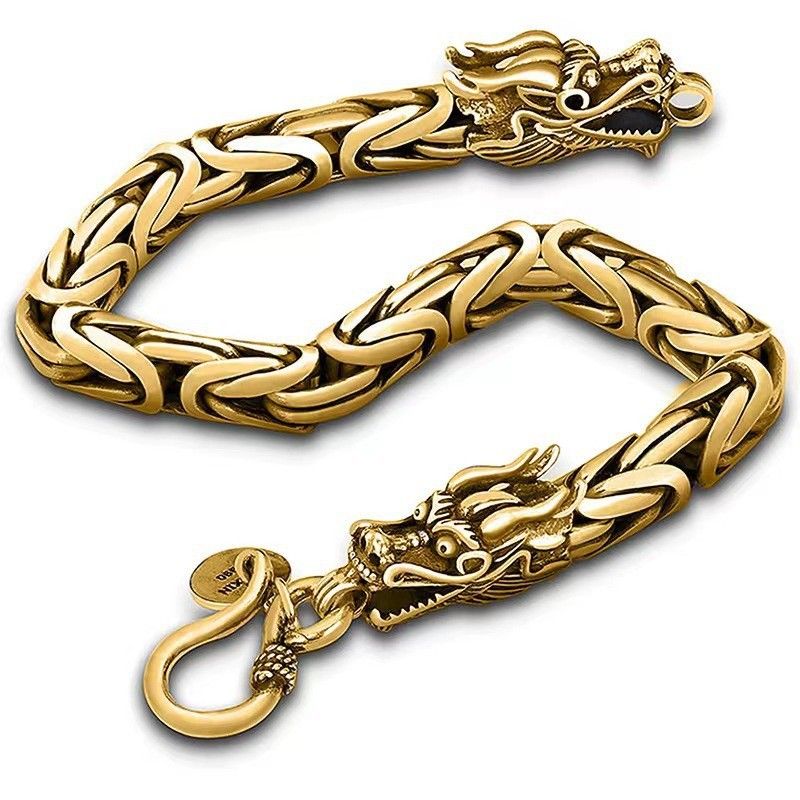 New Hot-Selling Men's Double-Headed Bone Gothic Style Punk Dragon Head Bracelet_ipsvogv.com