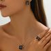 Fashion OL niche flower ring earring set, versatile rose design, long necklace jewelry_ipsvogv.com