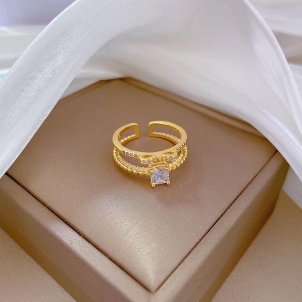 【 Real Gold 】 Bow Full Diamond With Adjustable Opening, Simple Handmade Ring, Couple's Pair Ring_ipsvogv.com