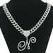Hip Hop Flower Grass Body 26 English Letter Pendant Necklace Heart Button Full Diamond Cuban Chain Accessories_ipsvogv.com