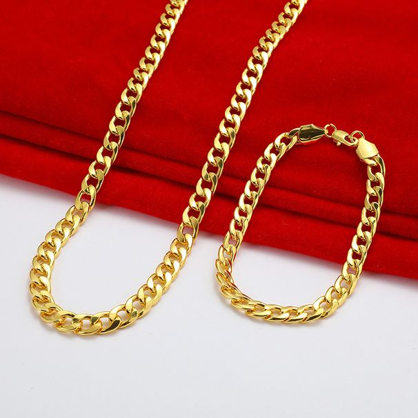 Jewelry Neck Men's Nk Gold Plated With Thick Silver Side Necklace Cuban Chain_ipsvogv.com