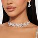 European And American Banquet Flower Earrings Necklace Set Bridal Wedding Full Diamond Jewelry Set Accessories Jewelry Set_ipsvogv.com