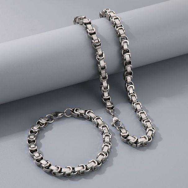 Fashion Titanium Steel Pattern Emperor Chain Necklace Men's Personality Design Round Edge Section Chain Hip Hop Style Accessories_ipsvogv.com