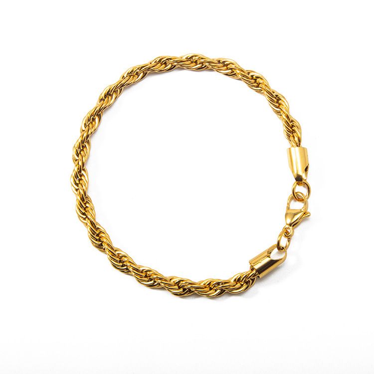 Popular Jewelry 4mm Fried Dough Twists Rope Simple Fashion Silver Plated Lady Bracelet_ipsvogv.com
