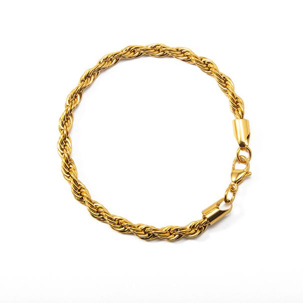 Popular Jewelry 4mm Fried Dough Twists Rope Simple Fashion Silver Plated Lady Bracelet_ipsvogv.com