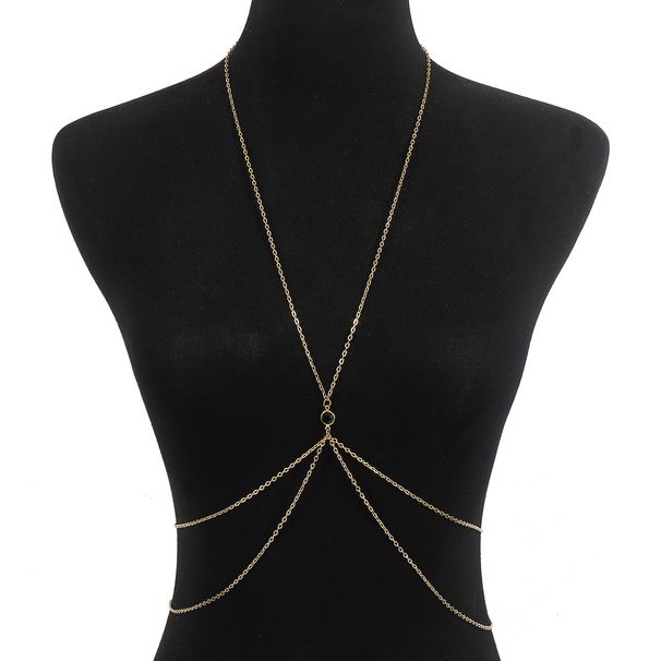 C0642 Sexy Layered Metal Body Minimalist Multi layered Green Diamond Waist Chain_ipsvogv.com