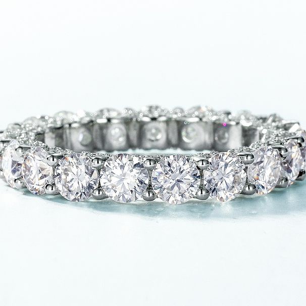 Single Row Full Diamond Moissanite Ring S925 Silver Bright Colored Gem Couple Ring Men And Women_ipsvogv.com