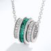 Grow Emerald Three Rotatable Ring Pendant S925 Silver Necklace_ipsvogv.com