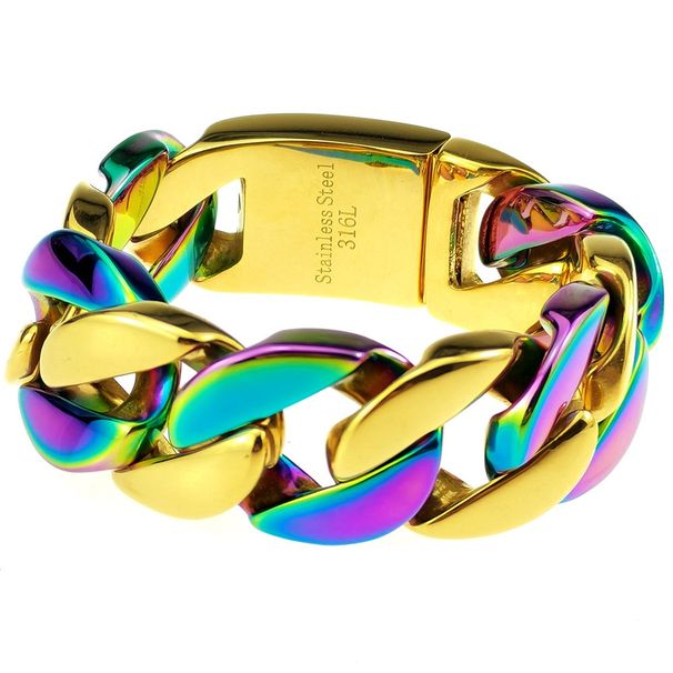 Men Woman 316L Stainless Steel Color & Rainbow 24mm Solid Heavy Bracelet Bangle_ipsvogv.com