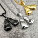 Hip Hop Jewelry Titanium Steel Color-Retaining Gold-Plated Double Boxing Gloves Pendant Necklace_ipsvogv.com
