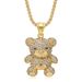 Hip Hop Jewelry Titanium Steel Gold-Plated Diamond-Studded Bear Pendant Necklace_ipsvogv.com