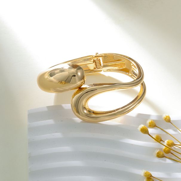 Trendy Minimalist Cold Style INS Wind Spliced Open Alloy Spring Wide Bracelet For Women Accessories_ipsvogv.com