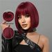 hot selling Short Wine Red For Women Bury Bob Wigs With Thick Bangs Heat Resistant Synthetic Wig_ipsvogv.com