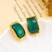 Geometric green cat's eye stone personalized ins, niche high-end earrings, and earrings_ipsvogv.com