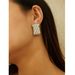 INS Internet Celebrity Trend Same Style Copper Gold-Plated Rectangular Geometric Pattern Earrings Simple Studs_ipsvogv.com