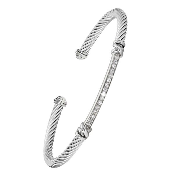 Open Bangle Fashionable And Versatile Trendy Ladies Inlaid Diamond Titanium Steel Wire Rope Bracelet_ipsvogv.com