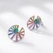 S925 Silver Rainbow Round Zircon Earrings For Women With Full Inlaid Colored Zirconium Fashionable And Simple Earrings Exaggerated_ipsvogv.com
