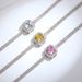 Sterling Silver Bracelet For Women Classic Colored Gemstone Square Diamond Chain Bracelet Fashion Pink Diamond Yellow Diamond Square Bracelet_ipsvogv.com