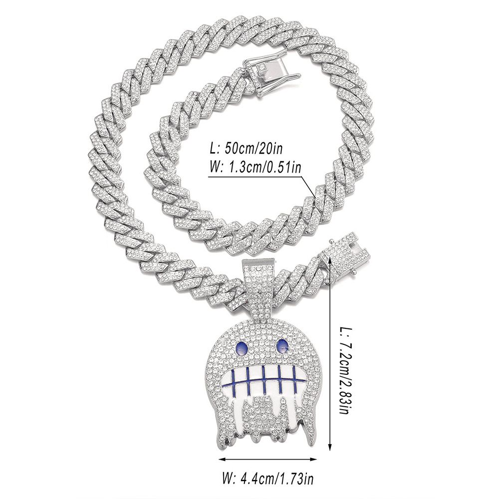 New Product Smiley Face Full Diamond Hip-hop Pendant Creative Trendsetter Ice Face Alloy Hip-hop Necklace_ipsvogv.com