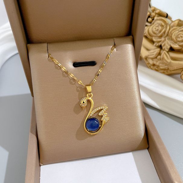 【 】 Temperature Sensitive Stone Color Changing Swan Titanium Steel Necklace For Female Trendy Ins Micro Inlaid With_ipsvogv.com