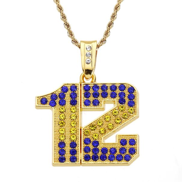 Fashionable New Product Alloy Number Exaggerated Full Diamond 12 Pendant Fried Dough Twists Necklace Fashionable And_ipsvogv.com
