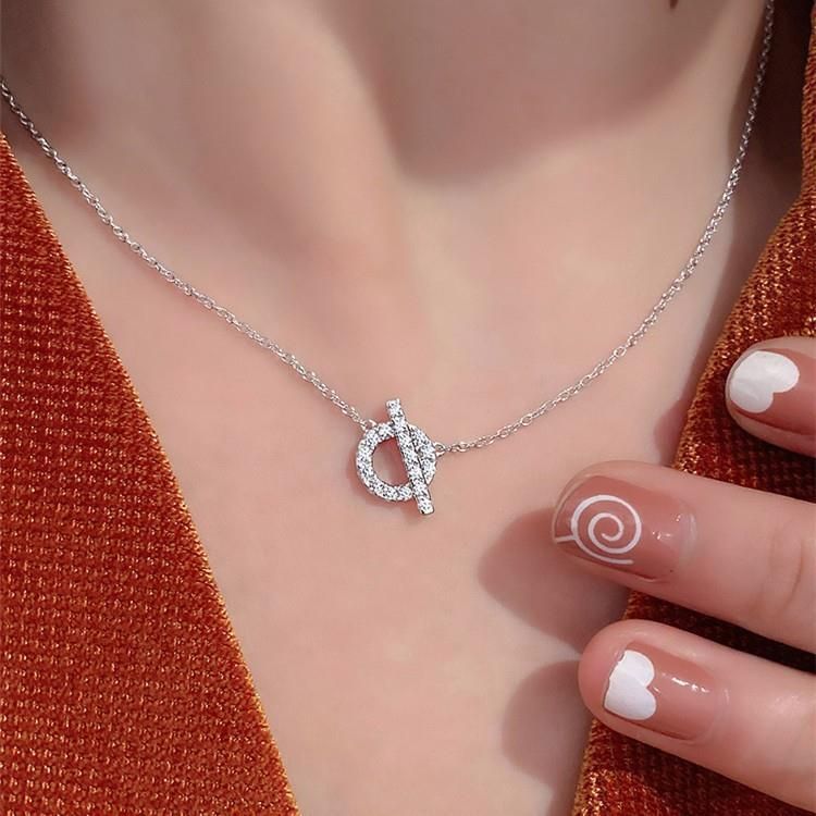 H Pig Nose Full Necklace Light Luxury Fashion Gold Plated Love Horse Home Diamond Set Small Q Pendant Clavicle Chain_ipsvogv.com