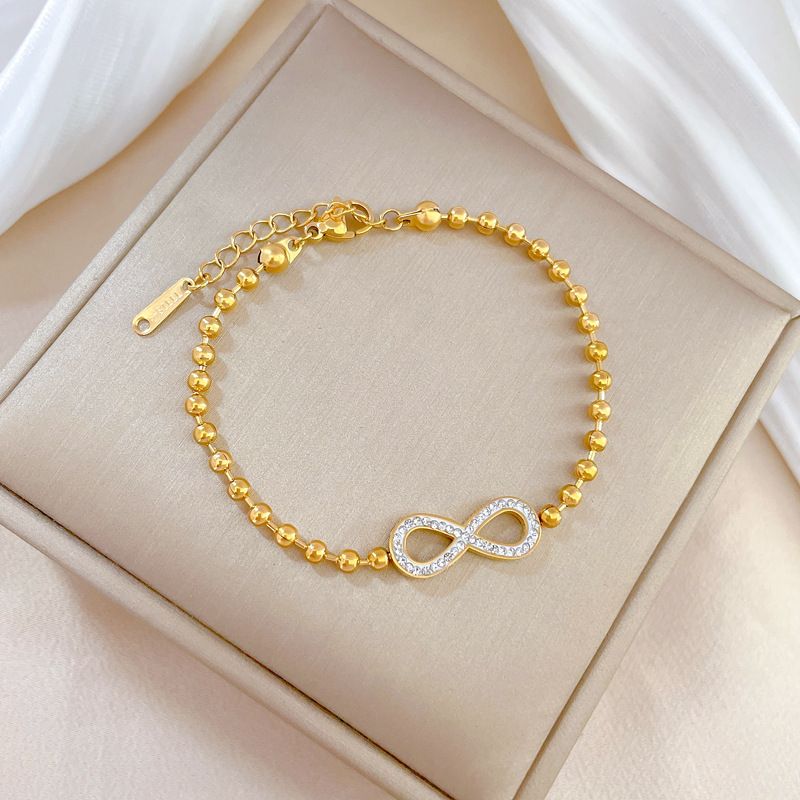 【 Full body titanium steel 】 East Gate Personalized temperament Forest series round bead 8-character bracelet Women's_ipsvogv.com