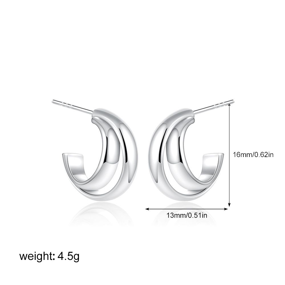 Unisex New Personality Fashion Simple Geometric Earrings Wide Double Layer C Shaped Earrings Contrast Color Earrings_ipsvogv.com