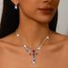 Women’s Jewelry Set Fashion Temperament Light Luxury Rhinestone Necklace Earrings Set Temperament Full Diamond Set Exquisite_ipsvogv.com