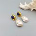 French Klein Blue Stone Marbelle Baroque Pearl Silver Needle Earrings High Grade Female_ipsvogv.com