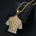 New Hip-Hop Jewelry Titanium Steel Gold-Plated Diamond-Studded Football Messi No. 10 Jersey Pendant Necklace_ipsvogv.com