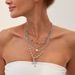 Wind Hip Hop Metal Cross Sun Pendant Pearl Necklace Fashion Ins Colorful Diamond Chain Ornament_ipsvogv.com