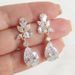 Cao Shi's new wedding jewelry sweet pear shaped water drop Zircon Earrings wedding dinner bride Earrings_ipsvogv.com