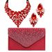 Light luxury water drop crystal gem necklace earrings bag three piece set evening jewelry set handbag_ipsvogv.com