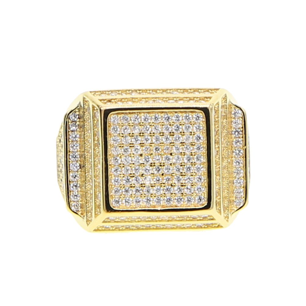 Men's Jewelry Square Full Diamond Ring Hip Hop New Style Inlaid Stone Trendy Brand Cool Ring_ipsvogv.com
