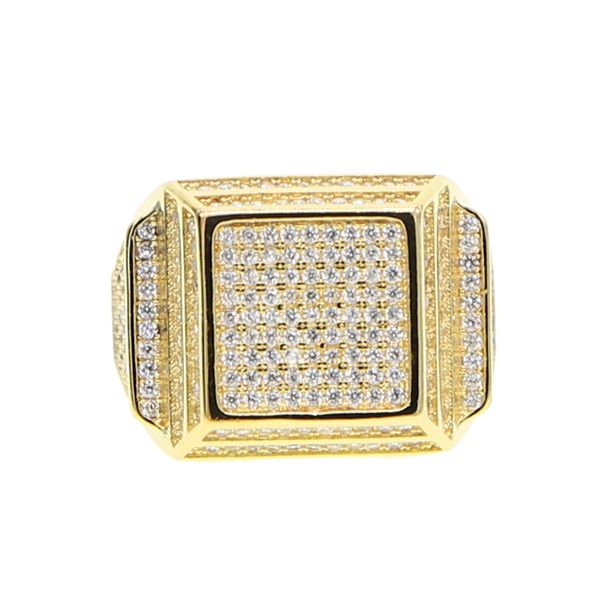 Men's Jewelry Square Full Diamond Ring Hip Hop New Style Inlaid Stone Trendy Brand Cool Ring_ipsvogv.com