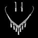 African-Inspired Wedding Jewelry Set - Silver Necklace & Earrings With Crystal Stones (Women's Party Accessories)_ipsvogv.com