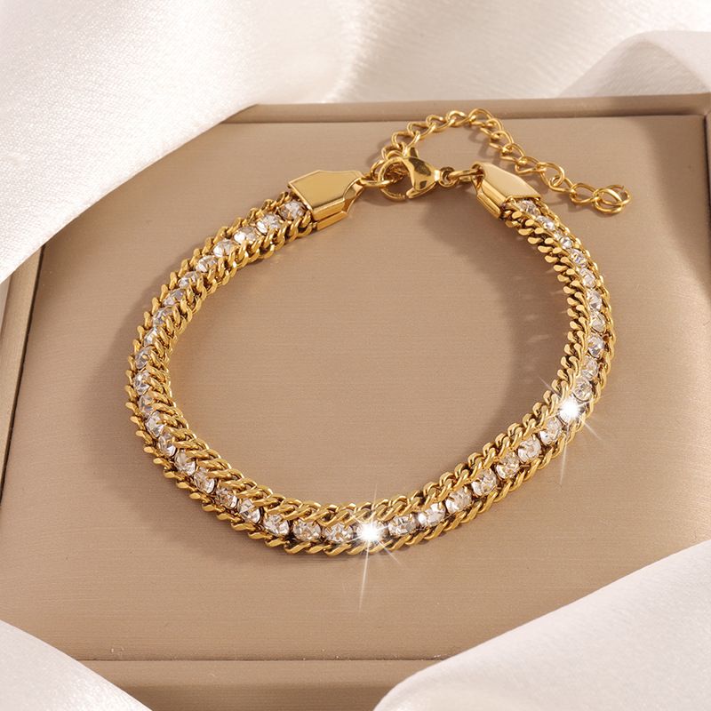 Unisex fashion stainless steel three layer bracelet for women Simple and versatile adjustable gold plated circle bracelet_ipsvogv.com