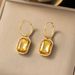 Fashionable New Niche Micro Inlaid Made Of Titanium Steel Plated Gold And Rectangular Zircon Pendant Earrings With Cut_ipsvogv.com