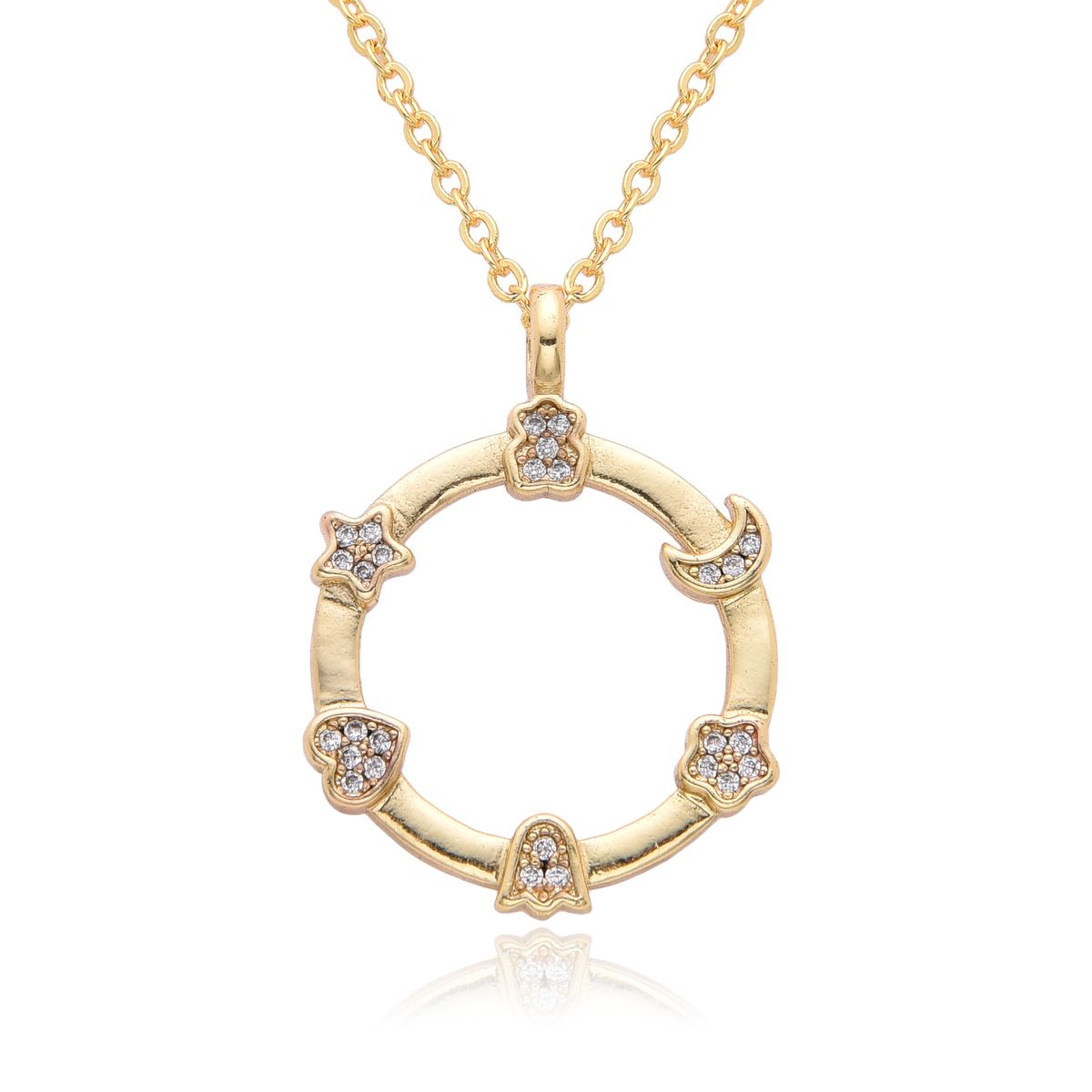 Gold Electroplated Copper Clavicle Necklace For Women - Micro Inlaid Smart Jewelry, Minimalist Celebrity Style Chain_ipsvogv.com